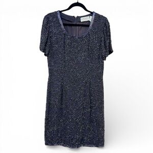 Oleg Cassini Navy Sequin Mini Dress